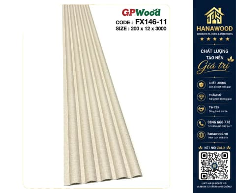 Hình ảnh Ốp Tường Lam Sóng Tròn GPWood FX146-11 Vân Vải Vàng