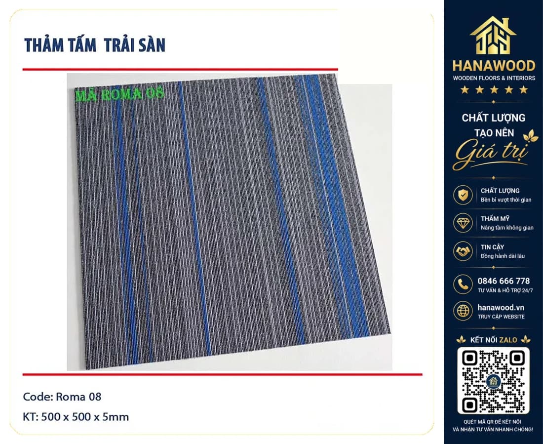 Tấm Thảm Trải Sàn Văn Phòng Roma 08 50x50cm