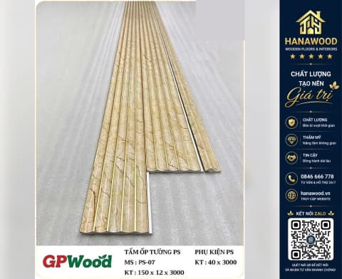 Tấm Nhựa Ốp Tường Lam Sóng Bán Nguyệt GPWood PS-07 Vân Đá