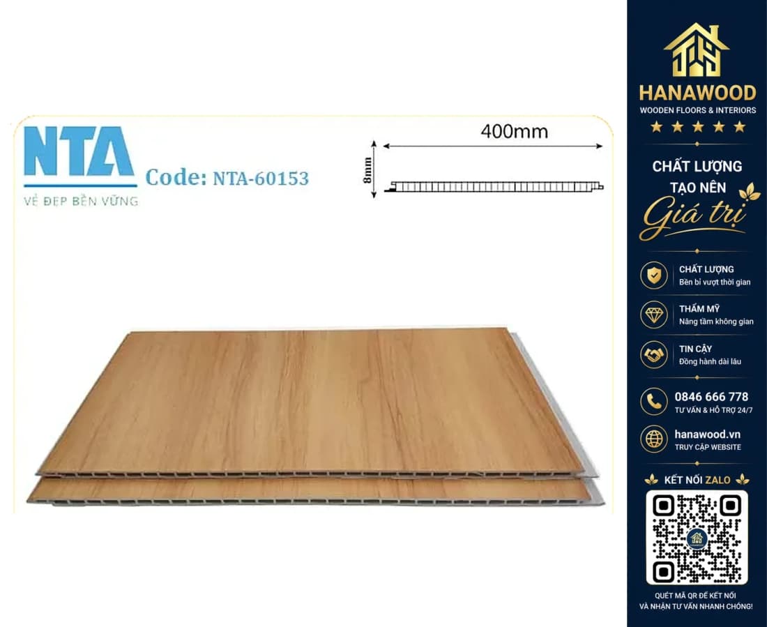 Tấm Nhựa Ốp Tường Nano Giả Gỗ NTA 60153