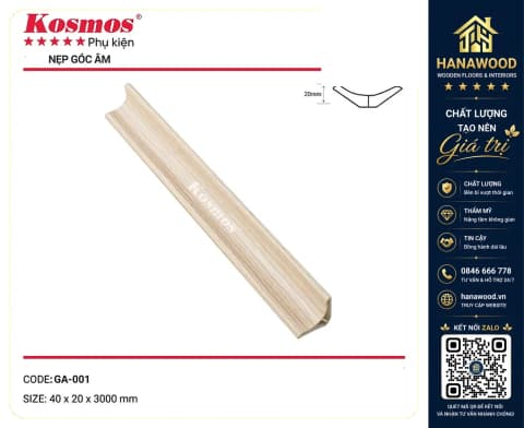 Phào góc âm nhựa giả gỗ Giả Gỗ 40 x 20 x 3000 mm