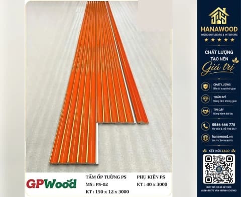 Ốp Trần Lam Sóng Bán Nguyệt GPWood PS-02 Màu Cam