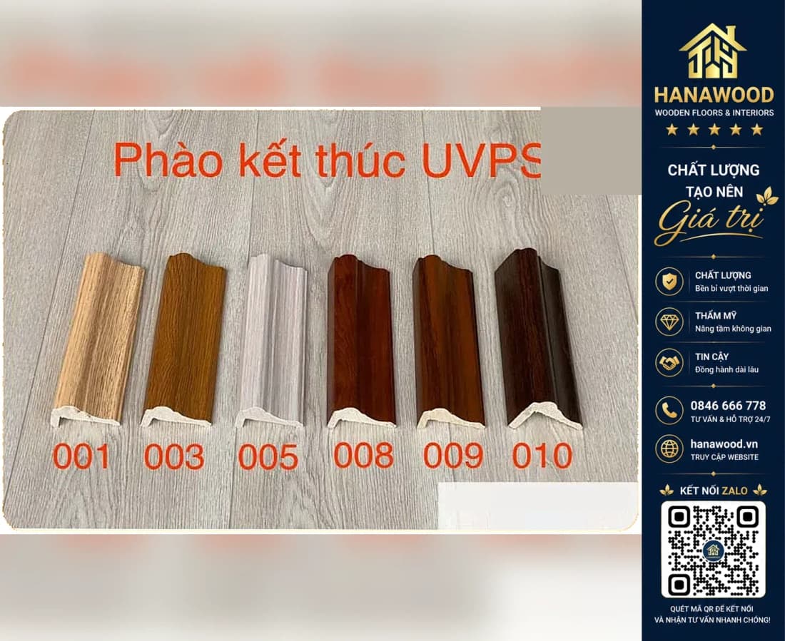 Phào kết thúc trang trí nhựa giả gỗ Kosmos mã UVPS 15 x 60 x 3000mm