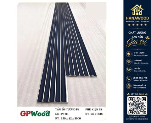 Tấm Nhựa Ốp Trần Lam Sóng Bán Nguyệt GPWood PS-05 Màu Đen