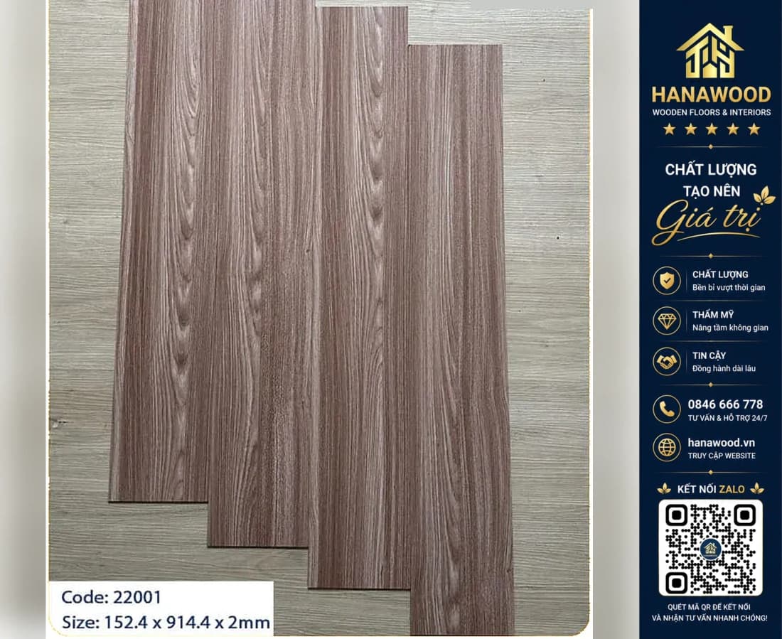 Hình ảnh Sàn Nhựa Giả Gỗ Dán Keo MsFloor 22001 Dày 2mm