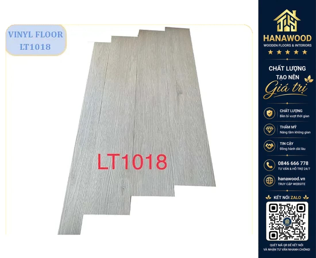 Sàn Nhựa Giả Gỗ Dán Keo Vinyl Floor LT1018
