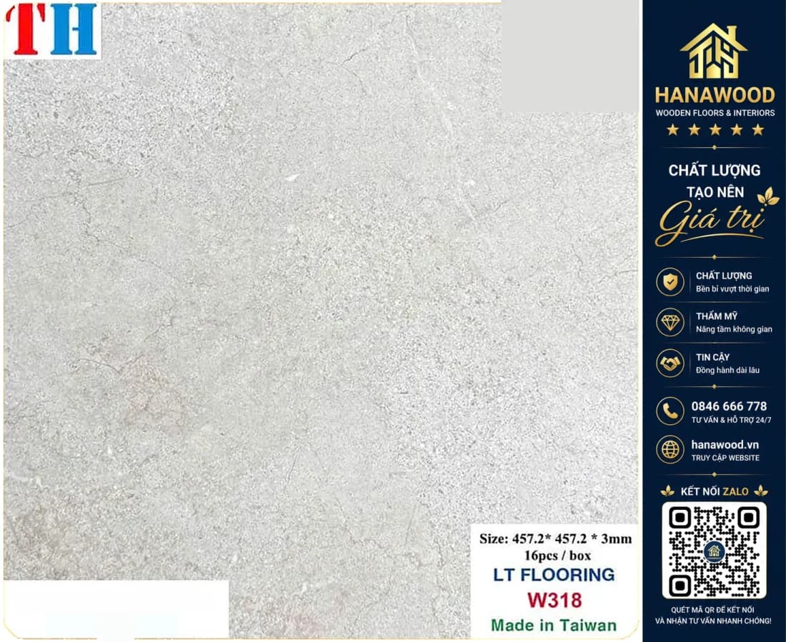 Hình ảnh Sàn Nhựa Dán Keo Vân Xi Măng THFloor W318 Dày 3mm