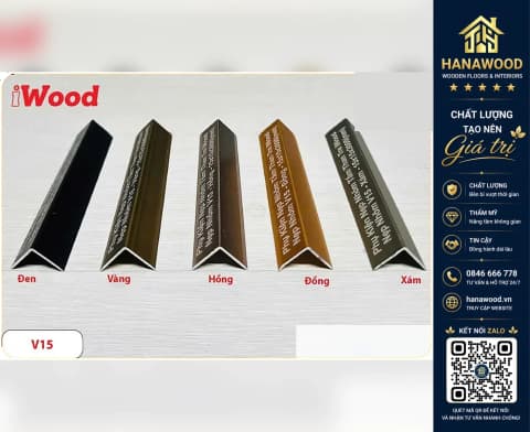 Hình ảnh Nẹp Góc V15 Tấm Ốp Than Tre iWood NNV15