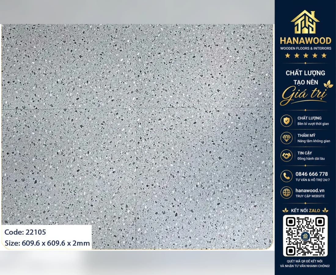 Hình ảnh Sàn Nhựa Dán Keo Vân Đá Mài Terrazzo MSFloor 22105 Dày 2mm
