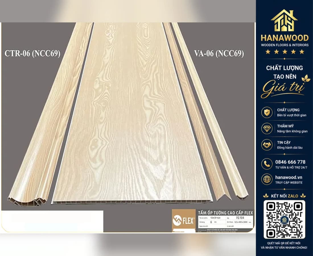 Hình ảnh Tấm Ốp Tường Nano Nhựa Giả Vân Gỗ FLEX FG104