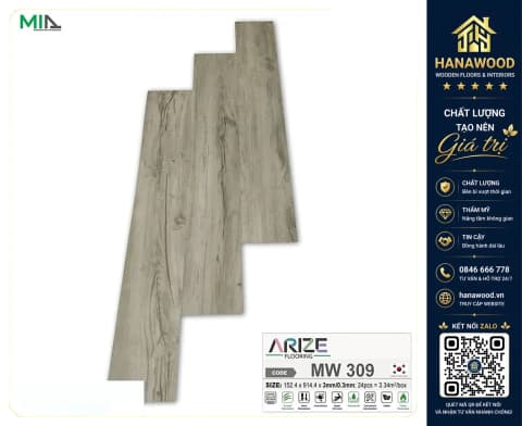 Hình ảnh Sàn Nhựa Dán Keo Giả Vân Gỗ ARIZE MW309 Dày 3mm