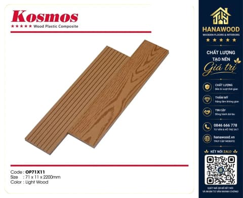 Thanh Lam Đa Năng Ốp Cửa Cổng Kosmos OP71X11X2.2M Light Wood