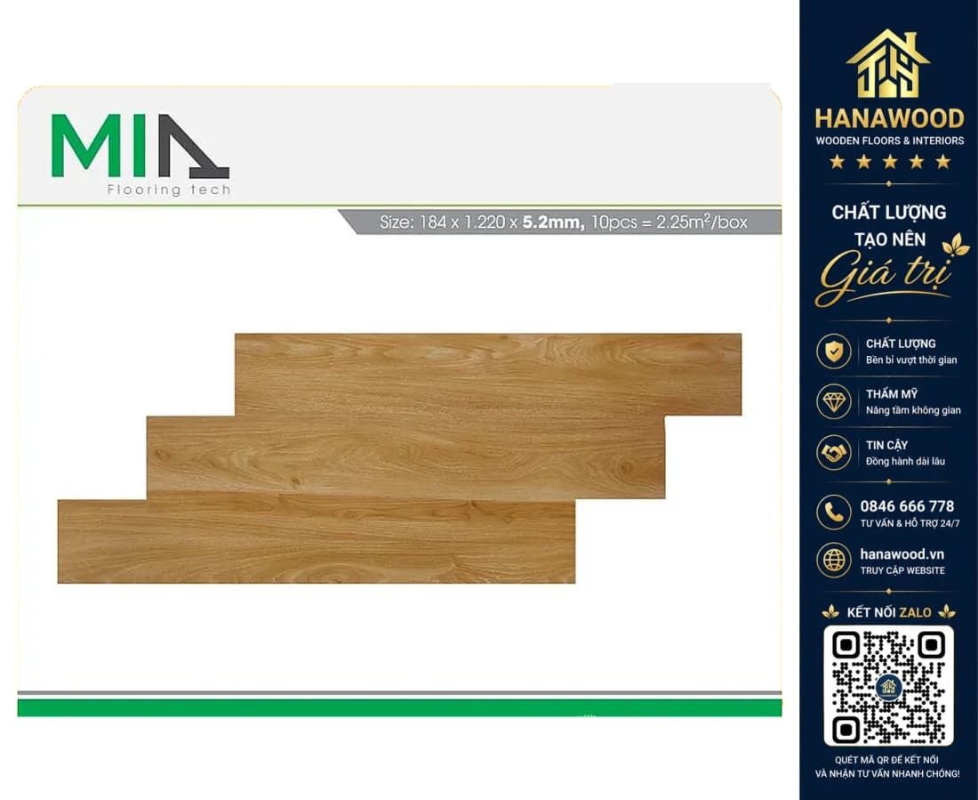 Sàn Nhựa Vinyl Hèm Khóa Giả Gỗ MIA MA 5212 Dày 5.2mm
