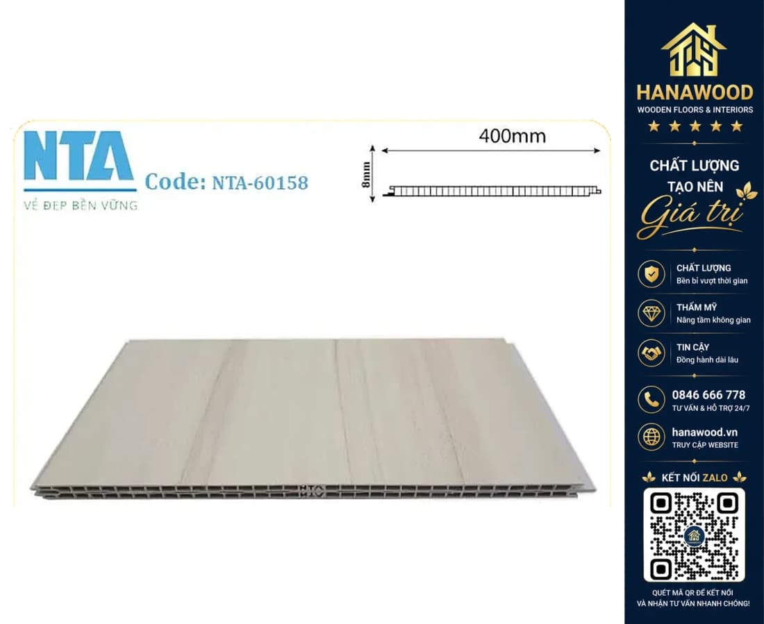 Tấm Nhựa Ốp Tường Nano Giả Gỗ NTA 60158