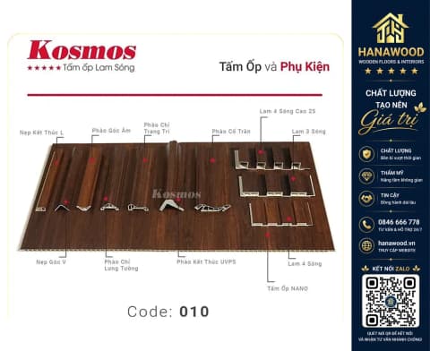 Phào Chỉ Nhựa Giả Gỗ Trang Trí Lam Sóng Nano Kosmos 010