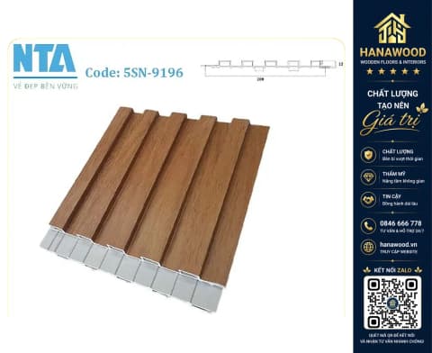 Tấm Ốp Lam 5 Sóng Thấp Nhựa Giả Gỗ NTA 5SN-9196