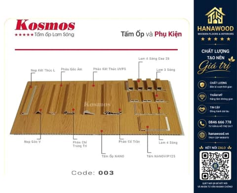 Phào Chỉ Nhựa Giả Gỗ Trang Trí Lam Sóng Nano Kosmos 003