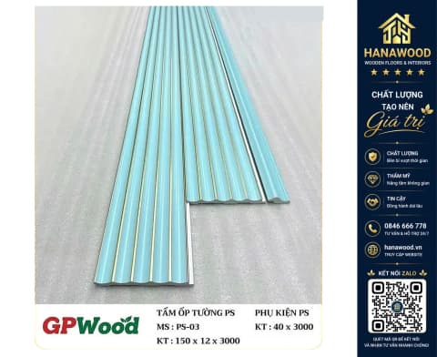 Tấm Ốp Lam Sóng Bán Nguyệt GPWood PS-03 Màu Xanh Dương