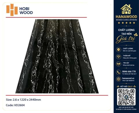 Hình ảnh Tấm Nhựa Ốp Tường Giả Đá PVC Màu Đen HobiWood VD2604