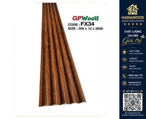 Hình ảnh Tấm Ốp Tường Lam Sóng Tròn Giả Gỗ GPWood FX34