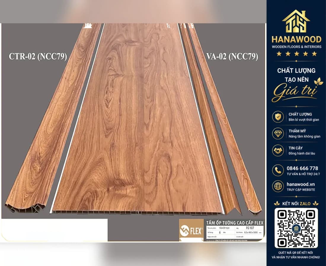Hình ảnh Tấm Ốp Nano Nhựa Giả Gỗ FLEX FG107 Cắt Theo Kích Thước