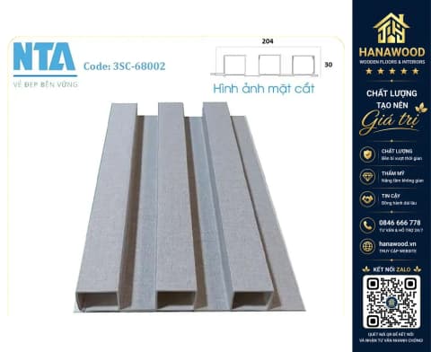 Tấm Ốp Lam 3 Sóng Cao Nhựa Vân Vải NTA 3SC-68002