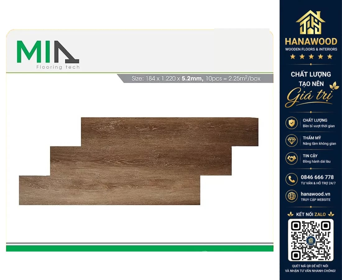 Sàn Nhựa Giả Gỗ Hèm Khoá MIA MA 5211 Dày 5.2mm