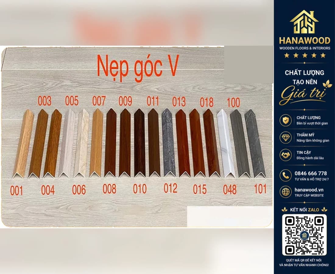 Nẹp góc V nhựa giả gỗ Kosmos mã V30x33 30 x 30 x 3000 mm