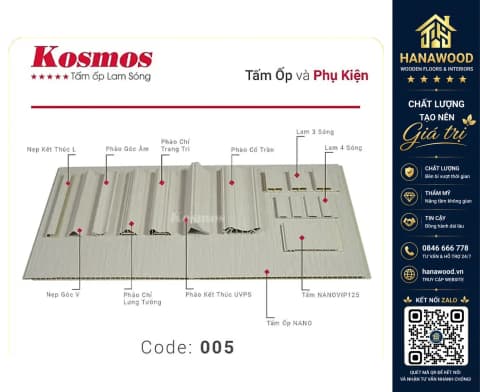 Phào Chỉ Nhựa Giả Gỗ Trang Trí Lam Sóng Nano Kosmos 005