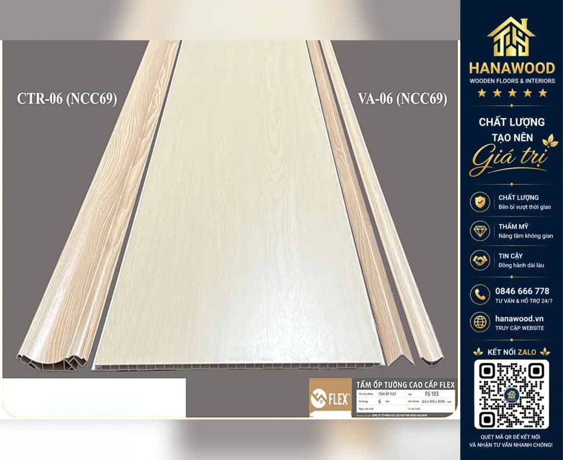 Hình ảnh Tấm Ốp Nano Nhựa Giả Gỗ FLEX FG103 Cắt Theo Yêu Cầu