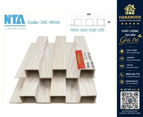 Tấm Ốp Lam 3 Sóng Cao Nhựa Giả Gỗ NTA 3SC-9016