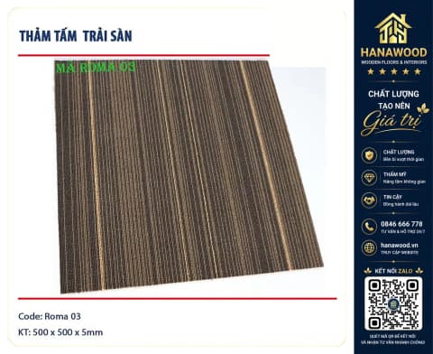 Thảm Tấm Trải Sàn Văn Phòng Roma 03 50x50cm