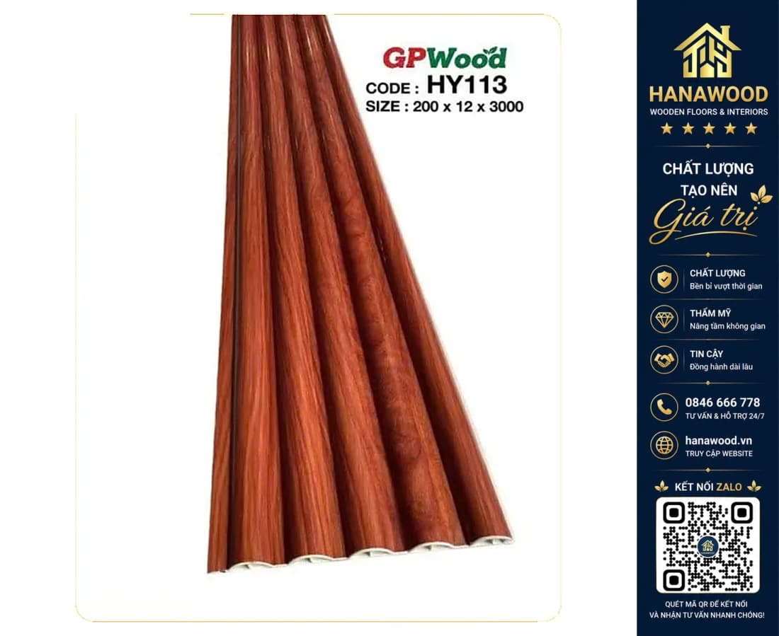 Hình ảnh Tấm Ốp Trần Lam Sóng Tròn Giả Gỗ GPWood HY113