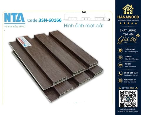 Tấm Ốp Lam 3 Sóng Thấp Nhựa Giả Gỗ NTA 60166