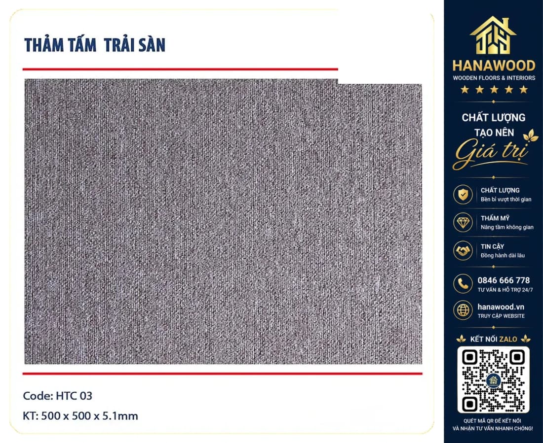 Tấm Thảm Trải Sàn Văn Phòng HTC-03 50x50 cm