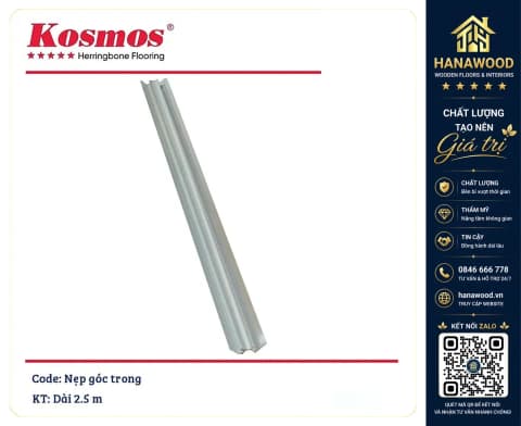 Nẹp Nhôm Góc Trong màu Bạc tấm ốp PVC giả đá