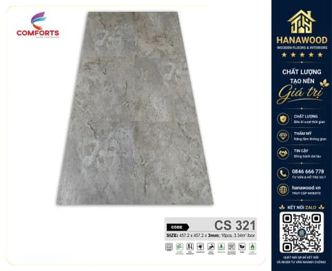 Sàn Nhựa Dán Keo Giả Bê Tông Comforts CS321 Dày 3mm