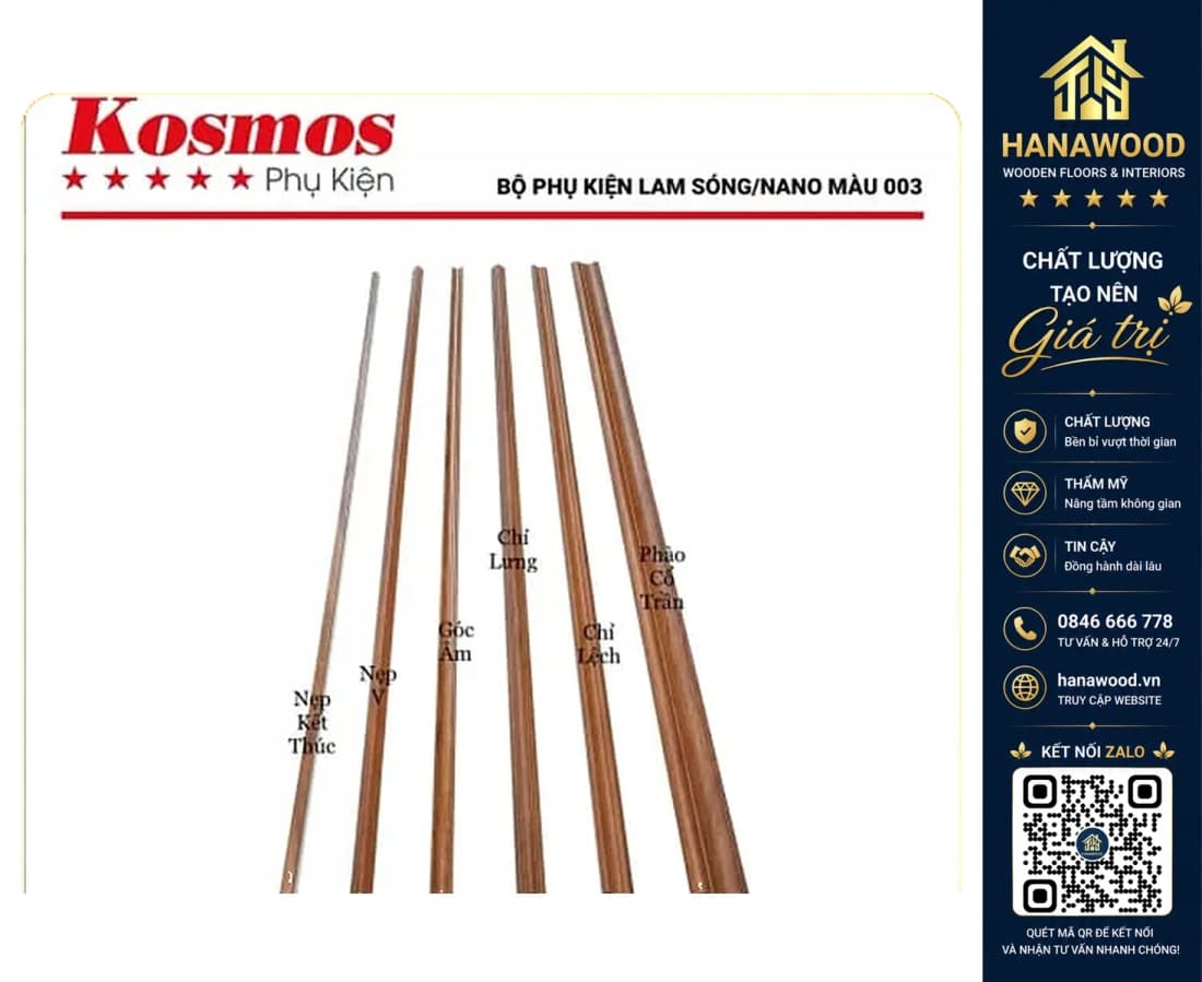Phào Chỉ Nhựa Giả Gỗ Trang Trí Lam Sóng Nano Kosmos