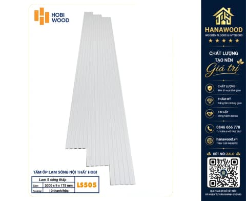 Hình ảnh Tấm Lam Sóng Nhựa Hobiwood LS505 Trắng Sáng