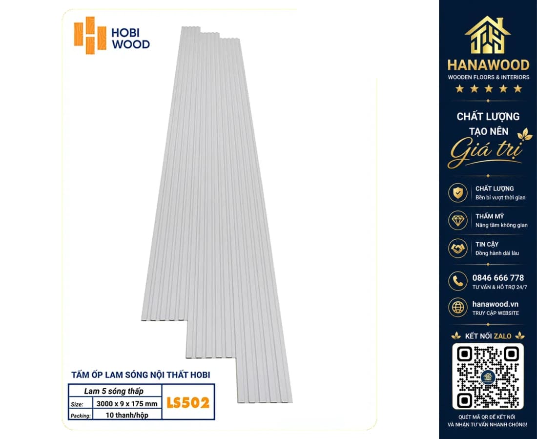 Hình ảnh Tấm Lam Sóng Nhựa Hobiwood LS502 Màu Trắng Trơn