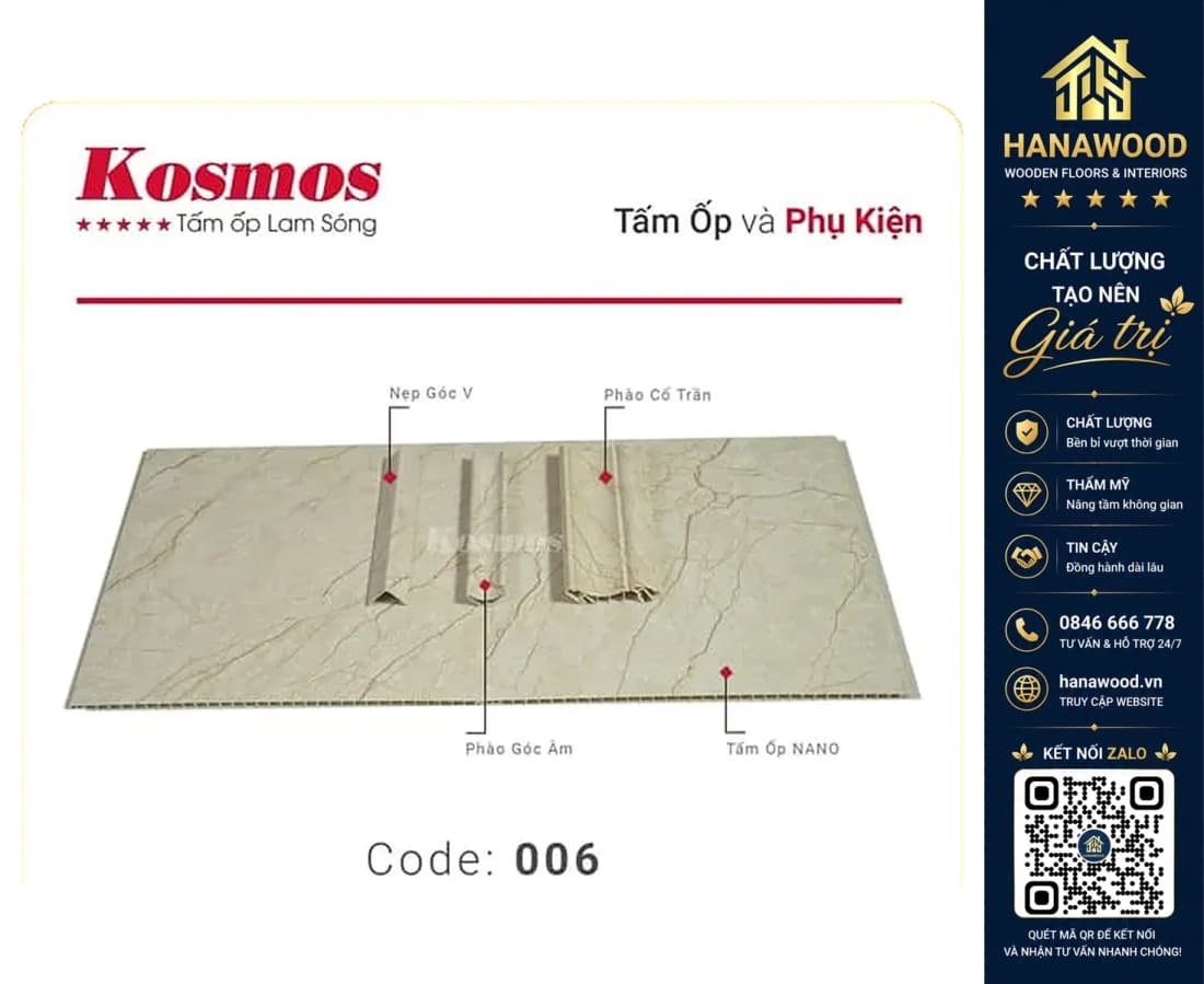 Phào Chỉ Nhựa Giả Đá Trang Trí Lam Sóng Nano Kosmos 006