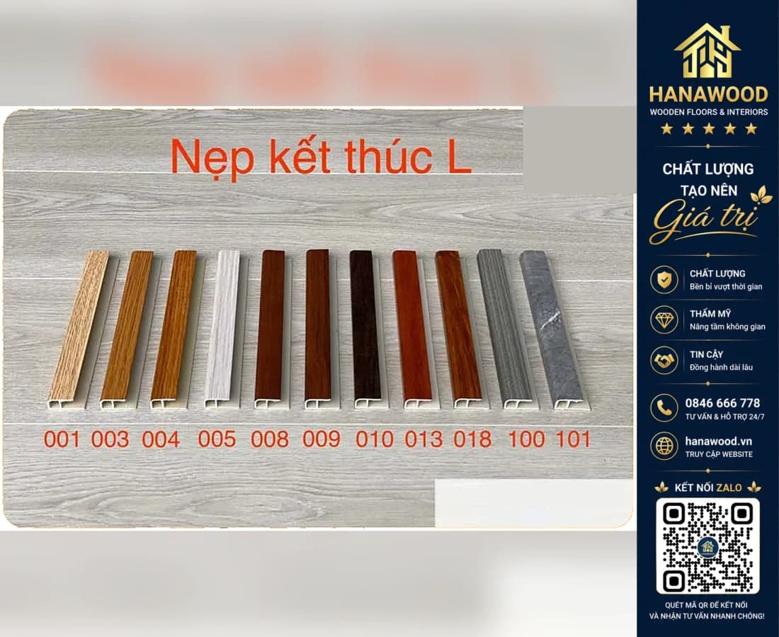 Nẹp kết thúc nhựa giả gỗ Kosmos mã L (30x13) 30 x 13 x 3000 mm
