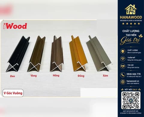 Hình ảnh Nẹp Nhôm V Góc U Vuông Ốp Tấm Than Tre Iwood NNVGUV8