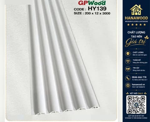 Hình ảnh Tấm Ốp Lam Sóng Tròn GPWood HY139 Màu Trắng