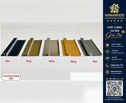 Hình ảnh Len Nhôm Chân Tường LED Ốp Tấm Than Tre Iwood