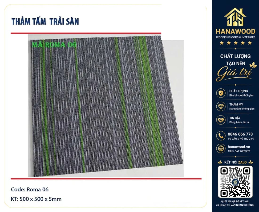 Thảm Tấm Trải Sàn Văn Phòng Roma 06 50x50cm