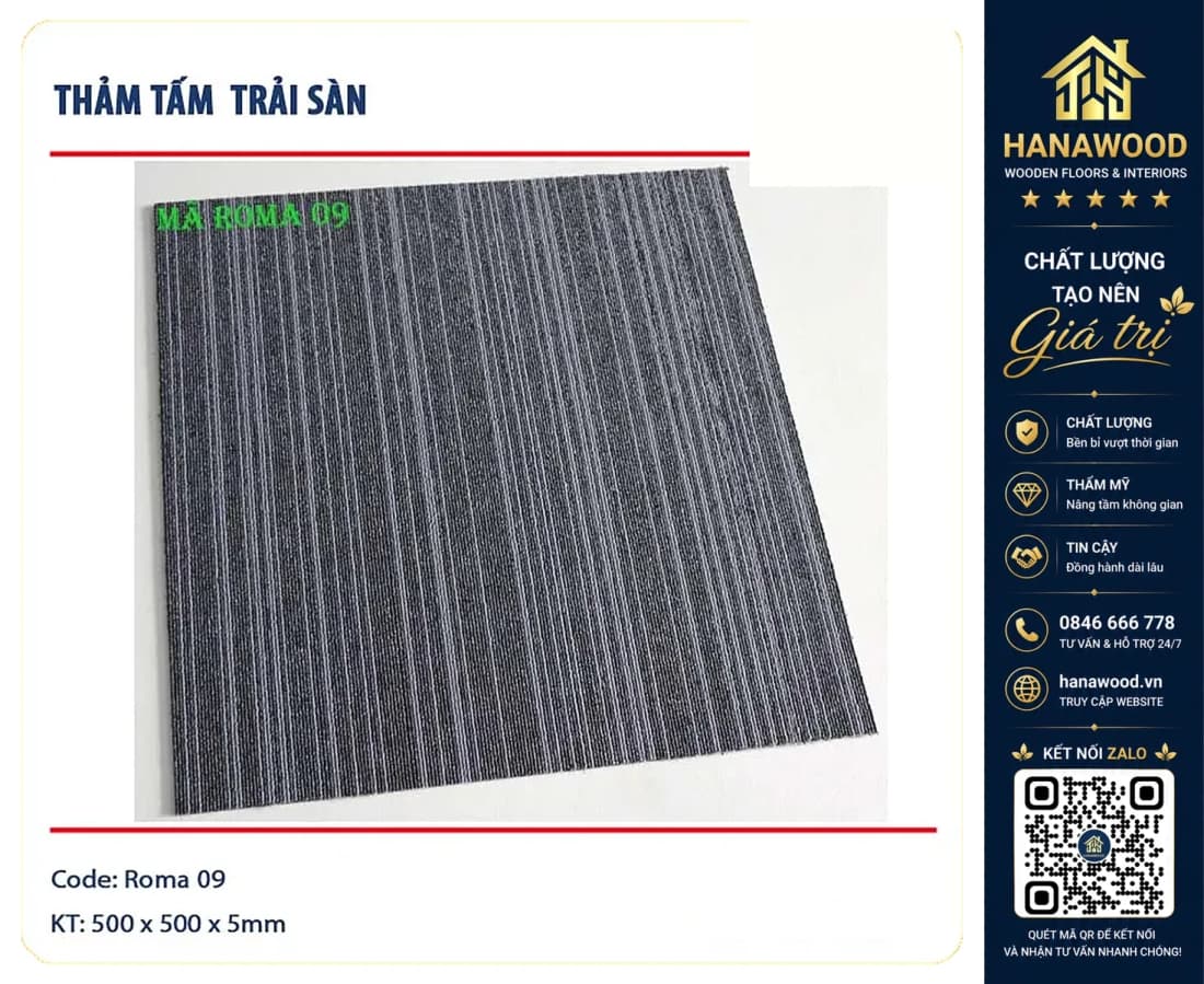 Thảm Tấm Trải Sàn Văn Phòng Roma 09 50x50cm
