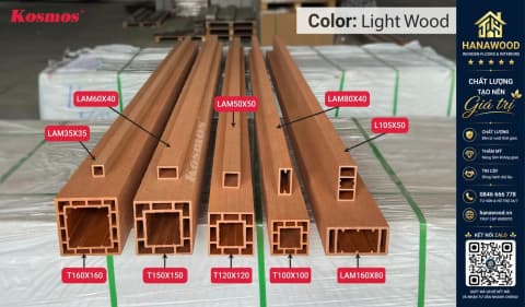 Thanh Lam Trụ Gỗ Nhựa Ngoài Trời Kosmos Màu Light Wood