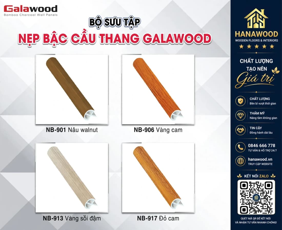 Bộ Sưu Tập Nẹp Bậc Cầu Thang Nhựa PVC Giả Gỗ Galawood