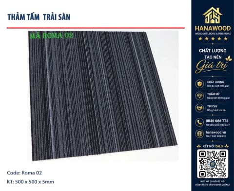 Thảm Tấm Trải Sàn Văn Phòng Roma 02 50x50cm